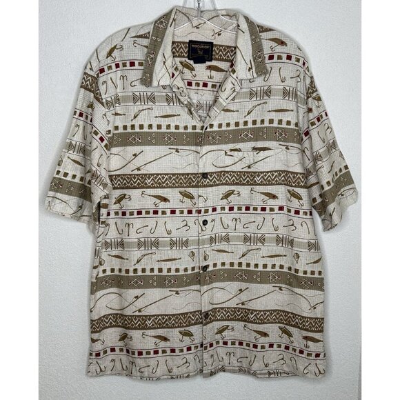 Vintage Woolrich Shirt Mens Medium Fishing Rip Stop Tackle Lures Aztek Outdoor - Picture 2 of 13